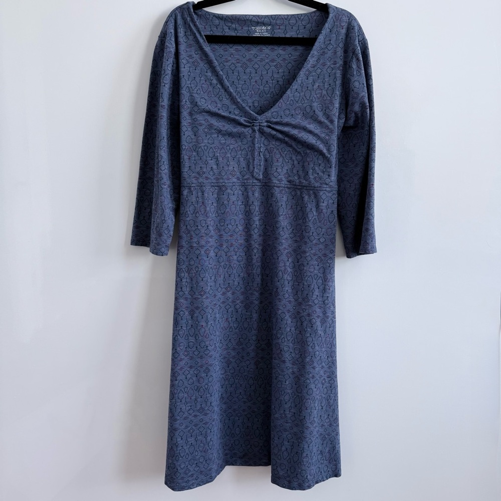 Toad&Co Dress Rosalinda Blue Geo Floral Print